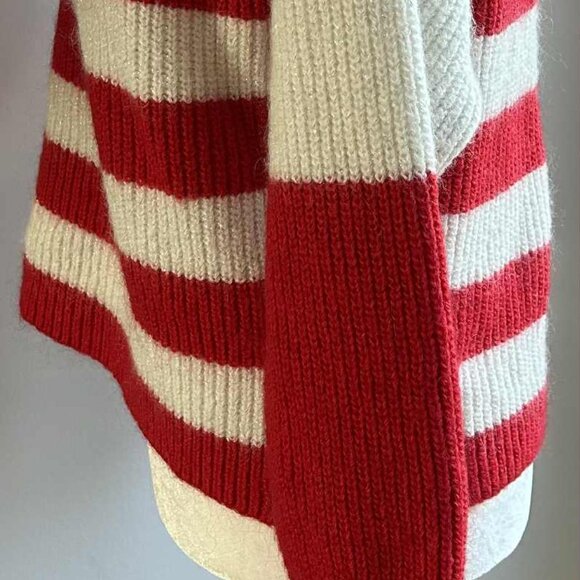 ViCOLO Made in Italy Red & Ivory Stripe Lurex Ultra-Soft Ribbed Sweater – US M - Picture 8 of 12